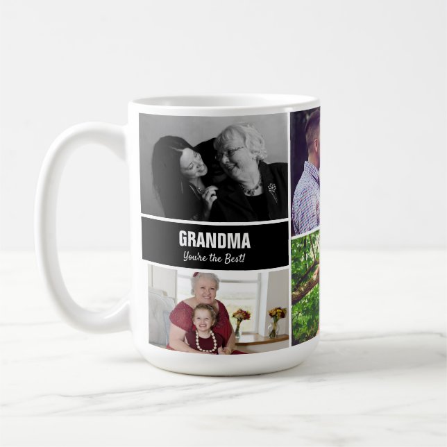 Oma du bist die beste mit Liebe Foto Gitter Kaffeetasse (Links)