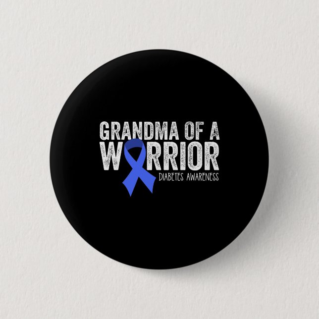 Oma eines Warriors T1D Diabetiker Blue Ribbon Supp Button (Vorderseite)