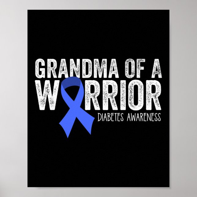 Oma eines Warriors T1D Diabetiker Blue Ribbon Supp Poster (Vorne)
