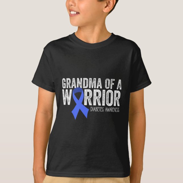 Oma eines Warriors T1D Diabetiker Blue Ribbon Supp T-Shirt (Vorderseite)