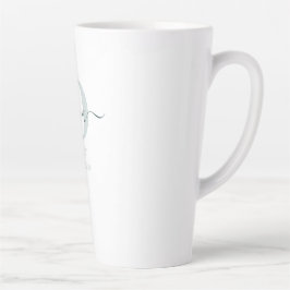 Oma Elegant Script Monogram Green White Latte Tass Milchtasse