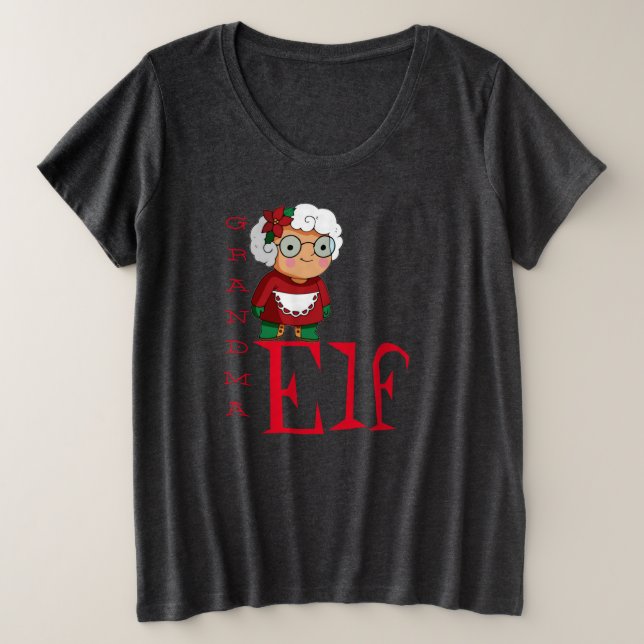 Oma Elf Holiday Weihnachten Dunkelgrau Große Größe T-Shirt (Design vorne)
