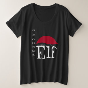 Oma Elf Holiday Weihnachtskatze Schwarzer Text Große Größe T-Shirt