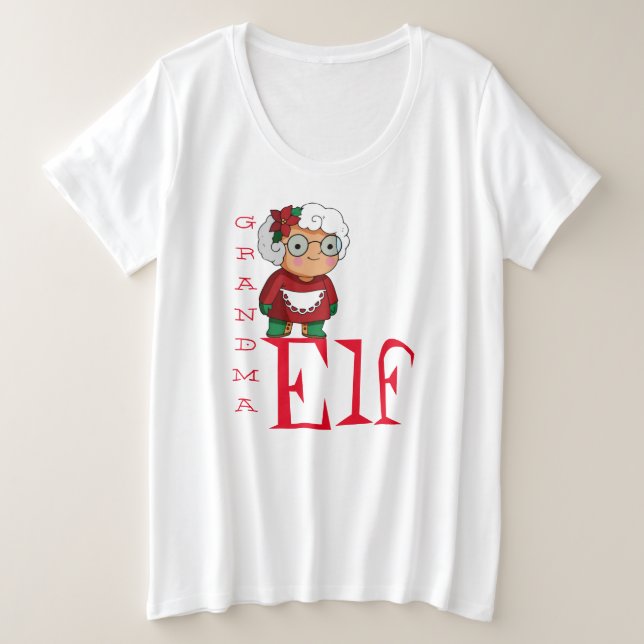 Oma Elf Weihnachten Große Größe T-Shirt (Design vorne)