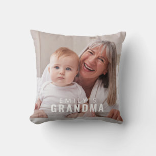 Oma Erinnerungsstück Modern Fettes Monogramm Foto Kissen