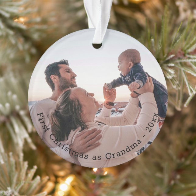 Oma Erstes Personalisiertes Foto Ornament (Baum)
