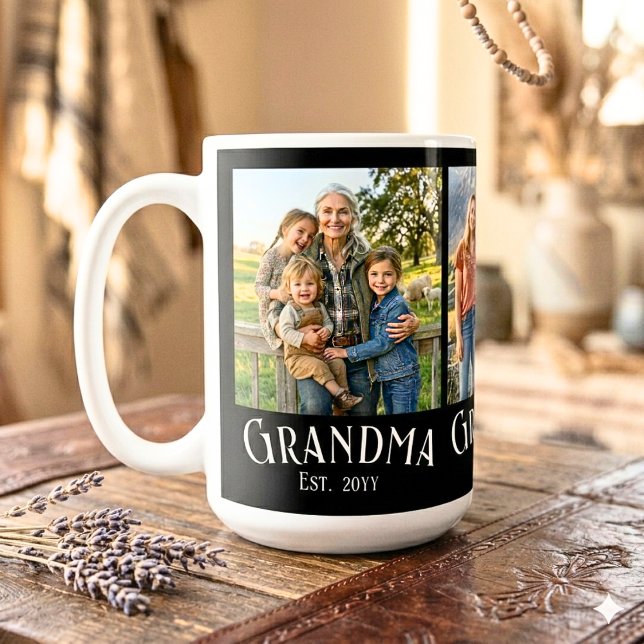 Oma Est. Gründungsjahr Benutzerdefinierter Name 3  Kaffeetasse (Von Creator hochgeladen)