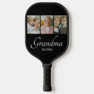 Oma Est Jahr Benutzerdefiniertes 3-Foto-Collage-Ge Pickleball Schläger