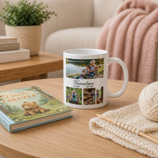 Oma Est Jahr Elegantes Weißes Skript 3-Foto Kaffeetasse