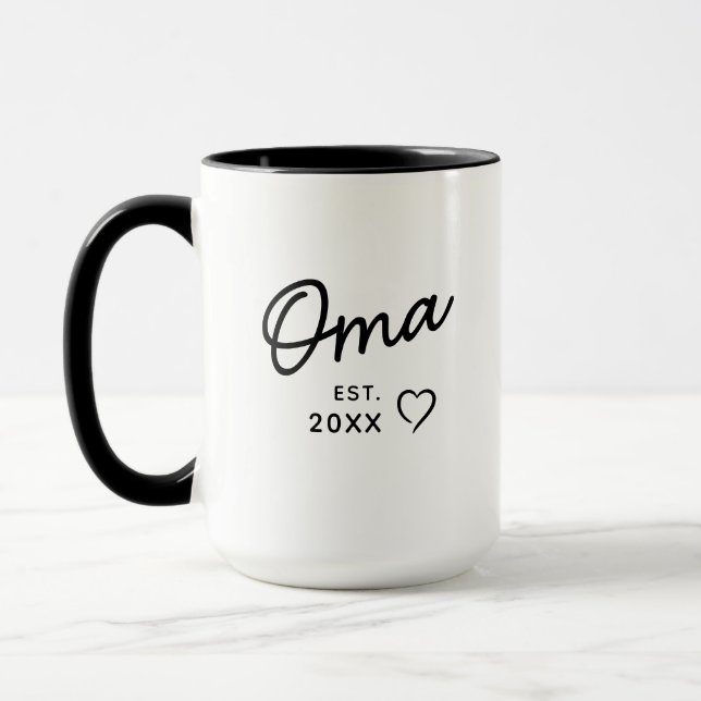Oma Est Jahr  Erstes Enkelkind Schwangerschafts-Of Tasse (Links)
