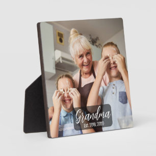 Oma Est. White Skript Foto Fotoplatte