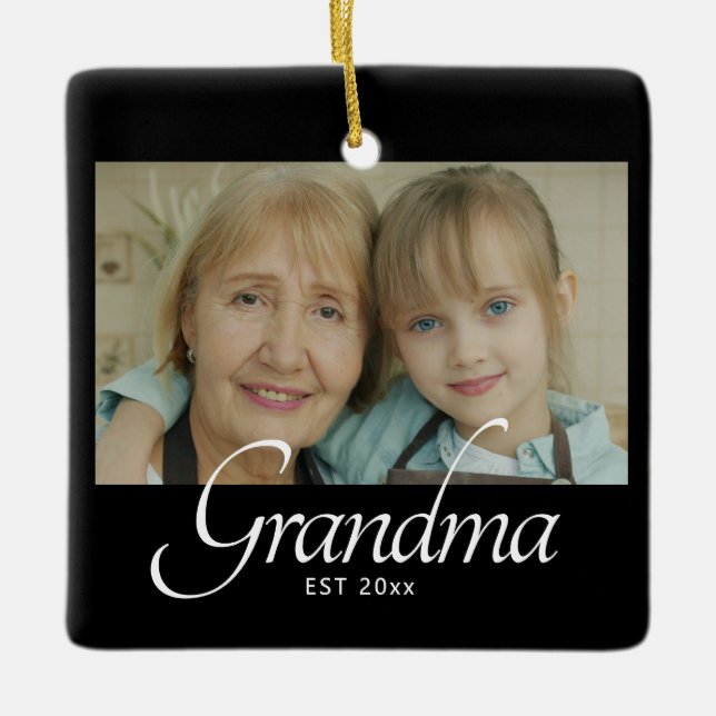 Oma Established Foto-Geschenk Keramikornament (Vorderseite)