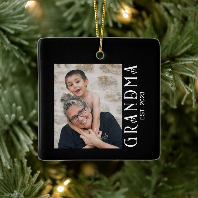 Oma Established Foto-Geschenk Keramikornament (Baum)