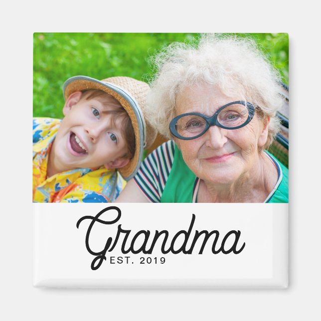 Oma Established Foto-Geschenk Magnet (Vorne)