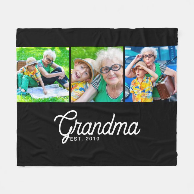 Oma Established Schrift Black 3 Foto Fleecedecke (Vorderseite (Horizontal))