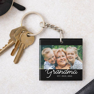 Oma Established Schrift Foto Geschenk Schlüsselanhänger