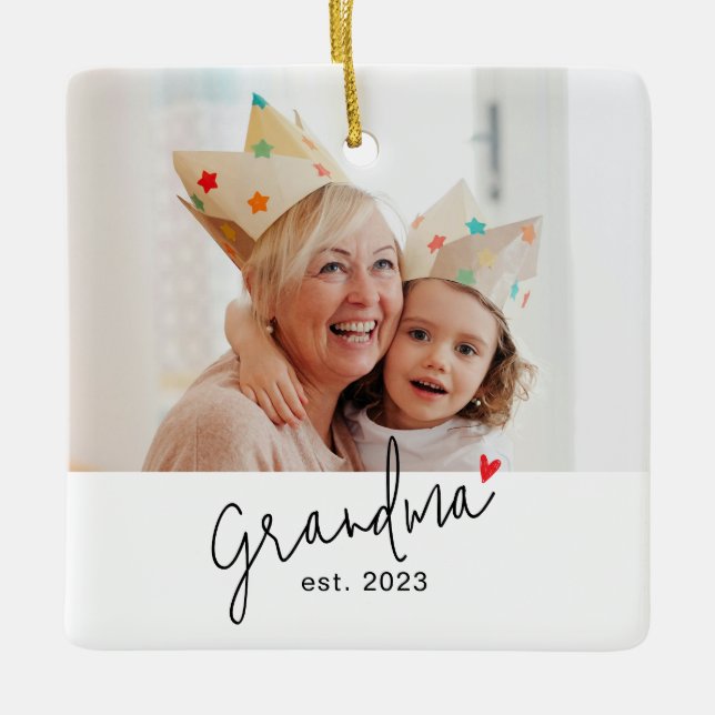 Oma Established Schrift Foto Keramikornament (Vorderseite)