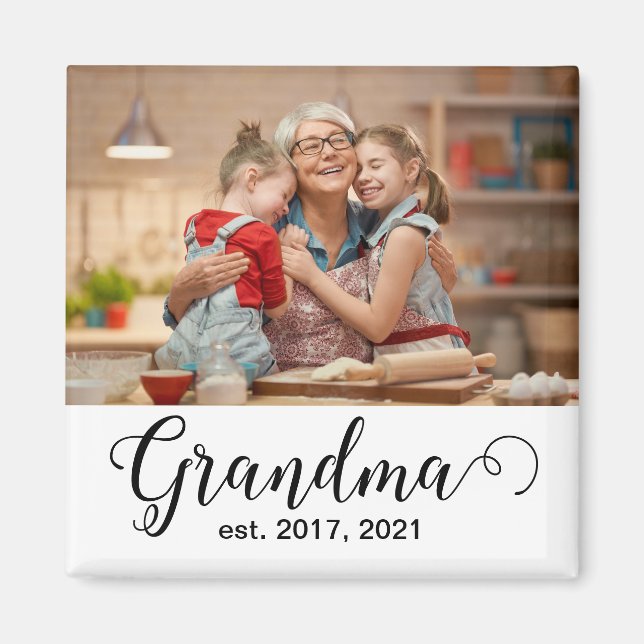 Oma Established Schrift Geschenk Foto Magnet (Vorne)