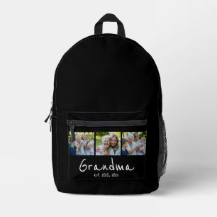 Oma Established Schrift Schwarz 3 Foto Bedruckter Rucksack