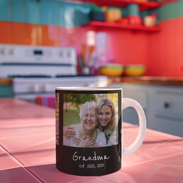 Oma Established Schrift Schwarz 3 Foto Kaffeetasse (Von Creator hochgeladen)