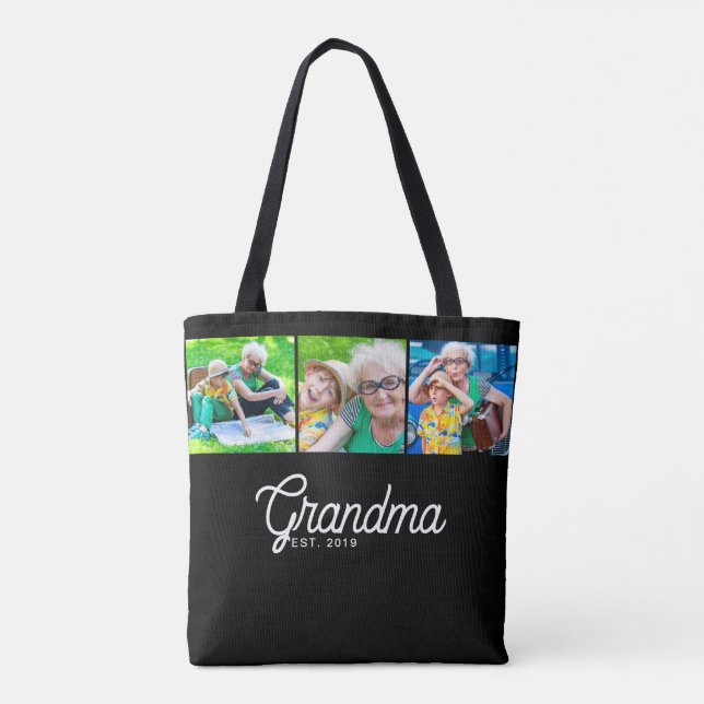 Oma Established Schrift Schwarz 3 Foto-Tasche (Rückseite)
