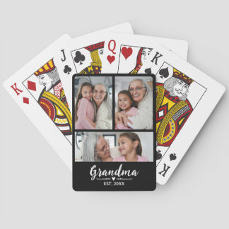 Oma etablierte Schrift Black 3 Foto Spielkarten