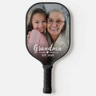 Oma Etablierte White Script Foto Pickleball Schläger