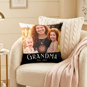 Oma etablierter Name Jahr Foto Schwarz Kissen