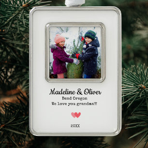 Oma Family Foto Personalisiert Weihnachten Rahmen-Ornament Silber