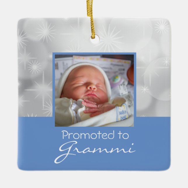 Oma First Christmas Foto Ornament - Baby Boy (Vorderseite)