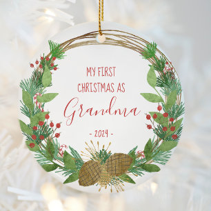 Oma First Christmas Rustikales Baby Foto Keramik Ornament