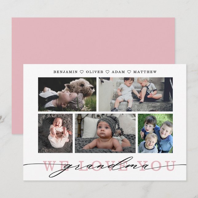 Oma Foto Collage Muttertagskarte (Vorne/Hinten)