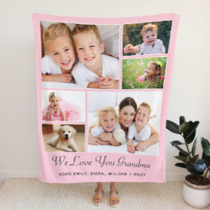 Oma Foto Collage Pink Sherpadecke