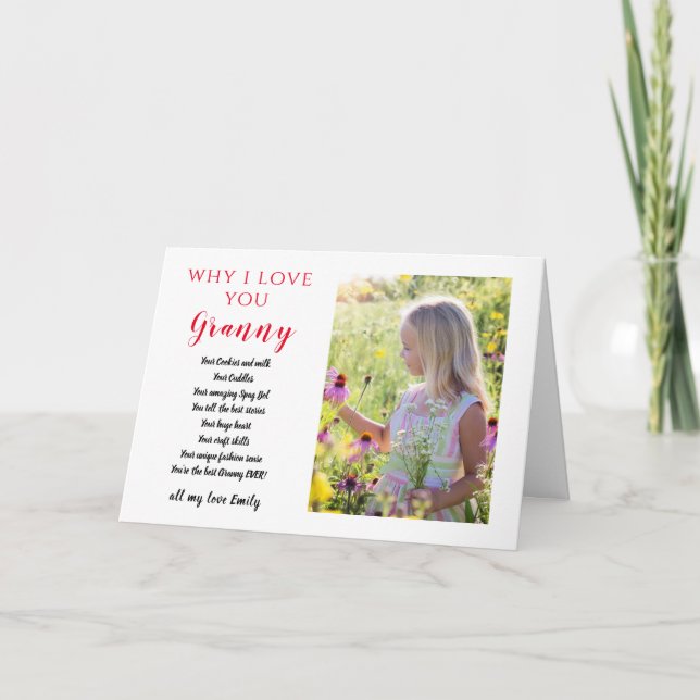 Oma Foto Geschenk alle Gründe, warum Sie ihr Liebe Karte (Vorderseite)