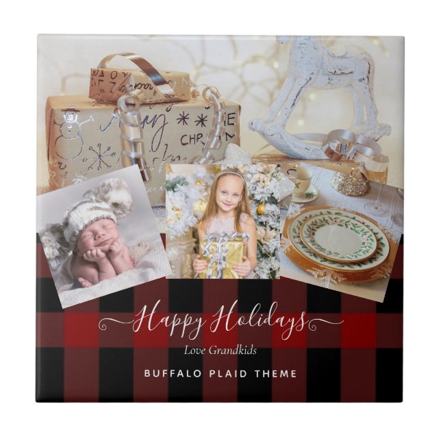 Oma Foto Geschenk Opa Großkinder Collage Fliese (Vorderseite)