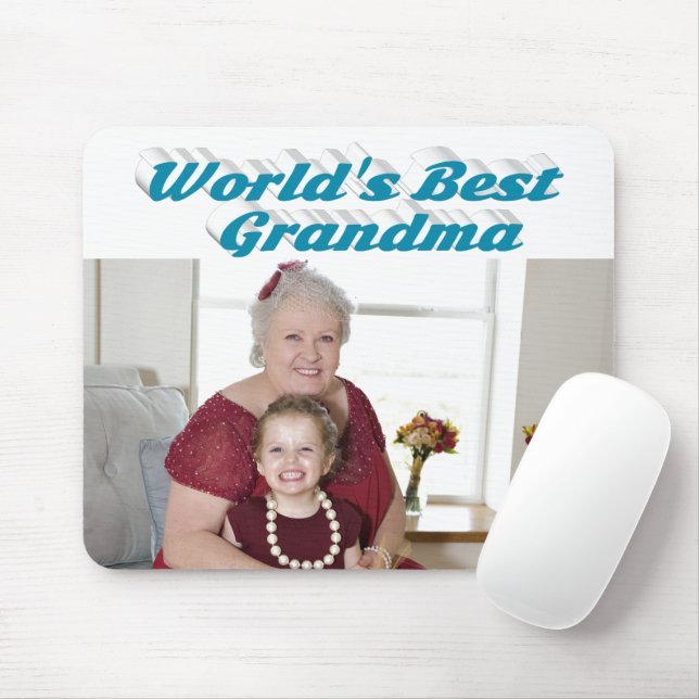Oma Foto Himmelsblauer Typografie Mousepad (Mit Mouse)