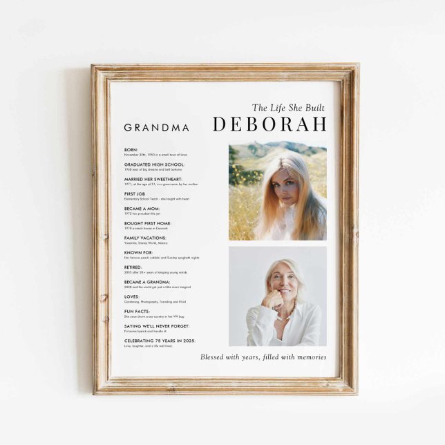 Oma Foto Life Journey Poster (Grandma Photo Poster - Mothers day gift)