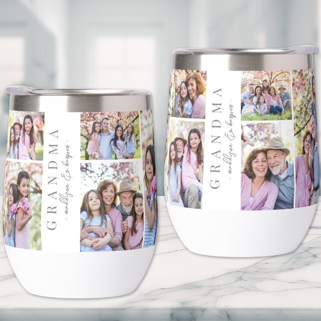 Oma-FotoCollage (Grandma Photo Collage Thermal Wine Tumbler )