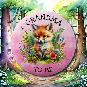Oma   Fox Woodland Themed Baby Dusche Button