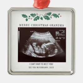 Oma Frohe Weihnachtsschwangerschaft Ultrasound Fot Ornament Aus Metall