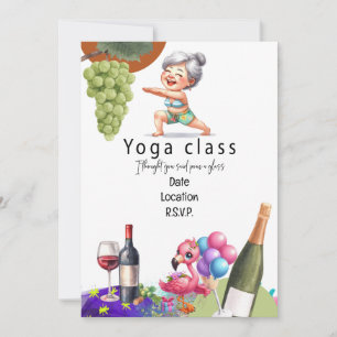 Oma Funny Sprichwort über Yoga und Wein Einladung