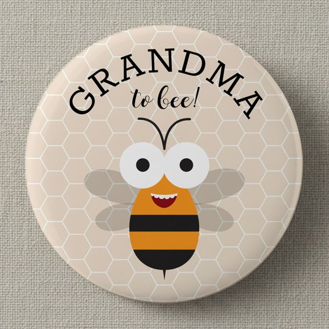 Oma für Biene, Baby Shower Honigbiene Button (Von Creator hochgeladen)
