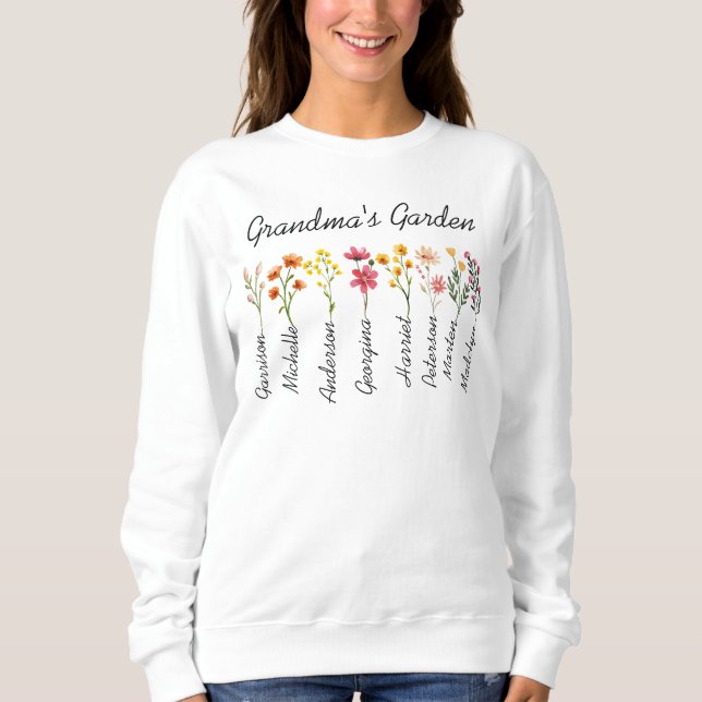 Oma Garden Custom Birthflower Gift für Oma Sweatshirt (Vorderseite)