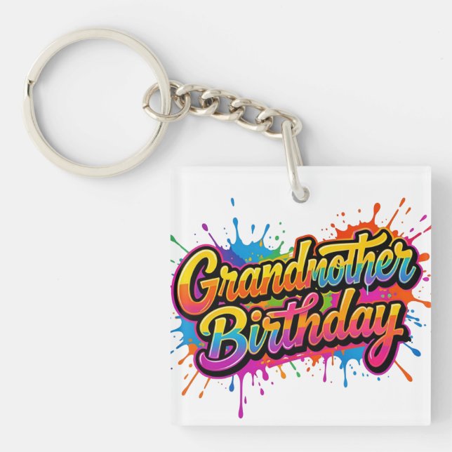 Oma Geburtstag Farbiger Farbspritzer-Design Schlüsselanhänger (Vorderseite)