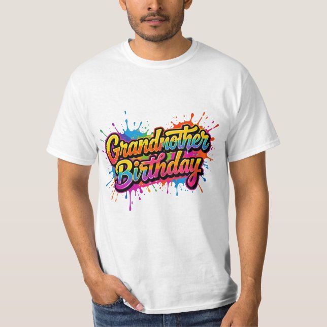 Oma Geburtstag Farbiger Farbspritzer-Design T-Shirt (Vorderseite)
