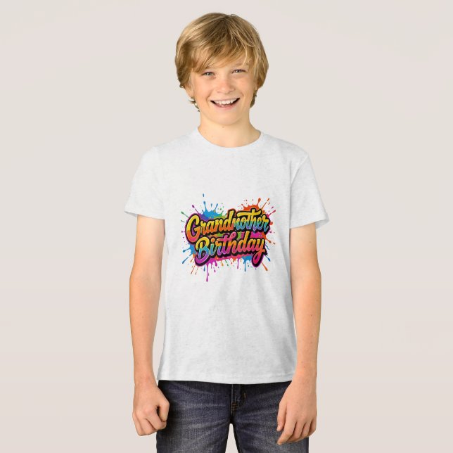 Oma Geburtstag Farbiger Farbspritzer-Design Tri-Blend Shirt (Vorderseite voll)