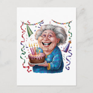 Oma Geburtstag mit großem Lächeln Postkarte