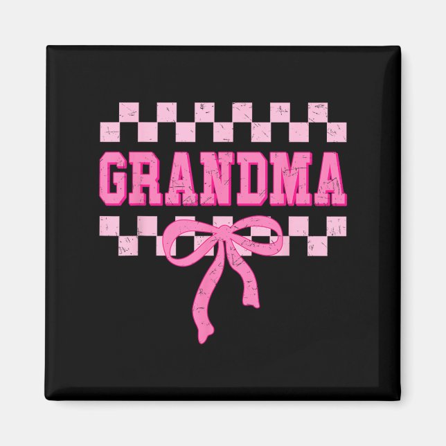 Oma Geburtstags-Squad passender rosa Bogen kariert Magnet (Vorne)