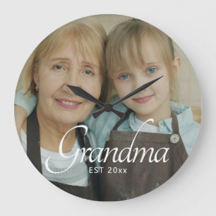 Oma Gegründet Foto-Geschenk Große Wanduhr