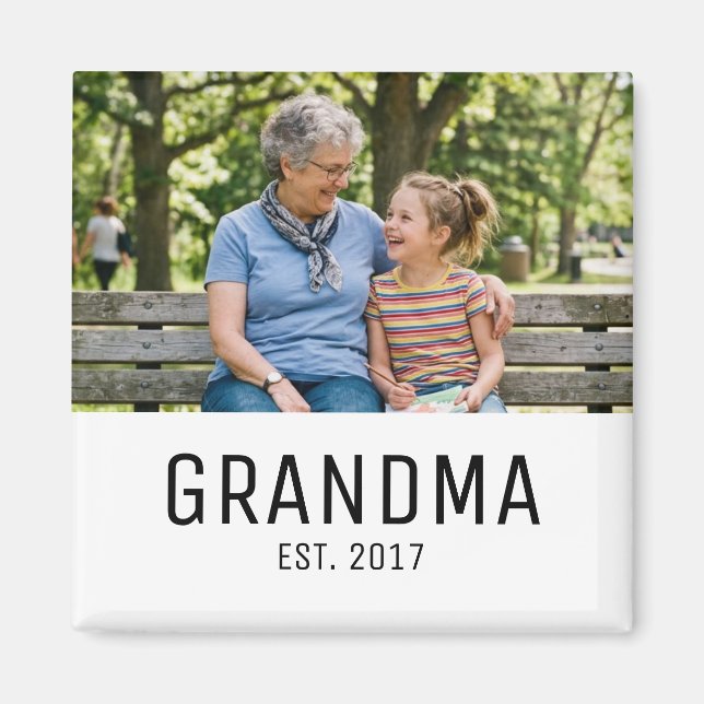 Oma gegründet Foto-Geschenk Magnet (Vorne)
